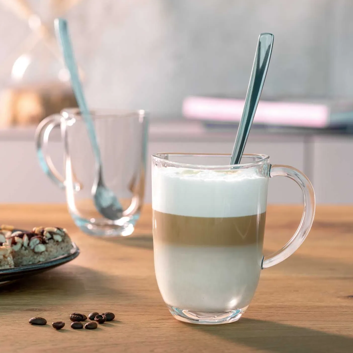 2 Latte Macchiato Tassen NAPOLI 380 ml + 2 Löffel*LEONARDO Best