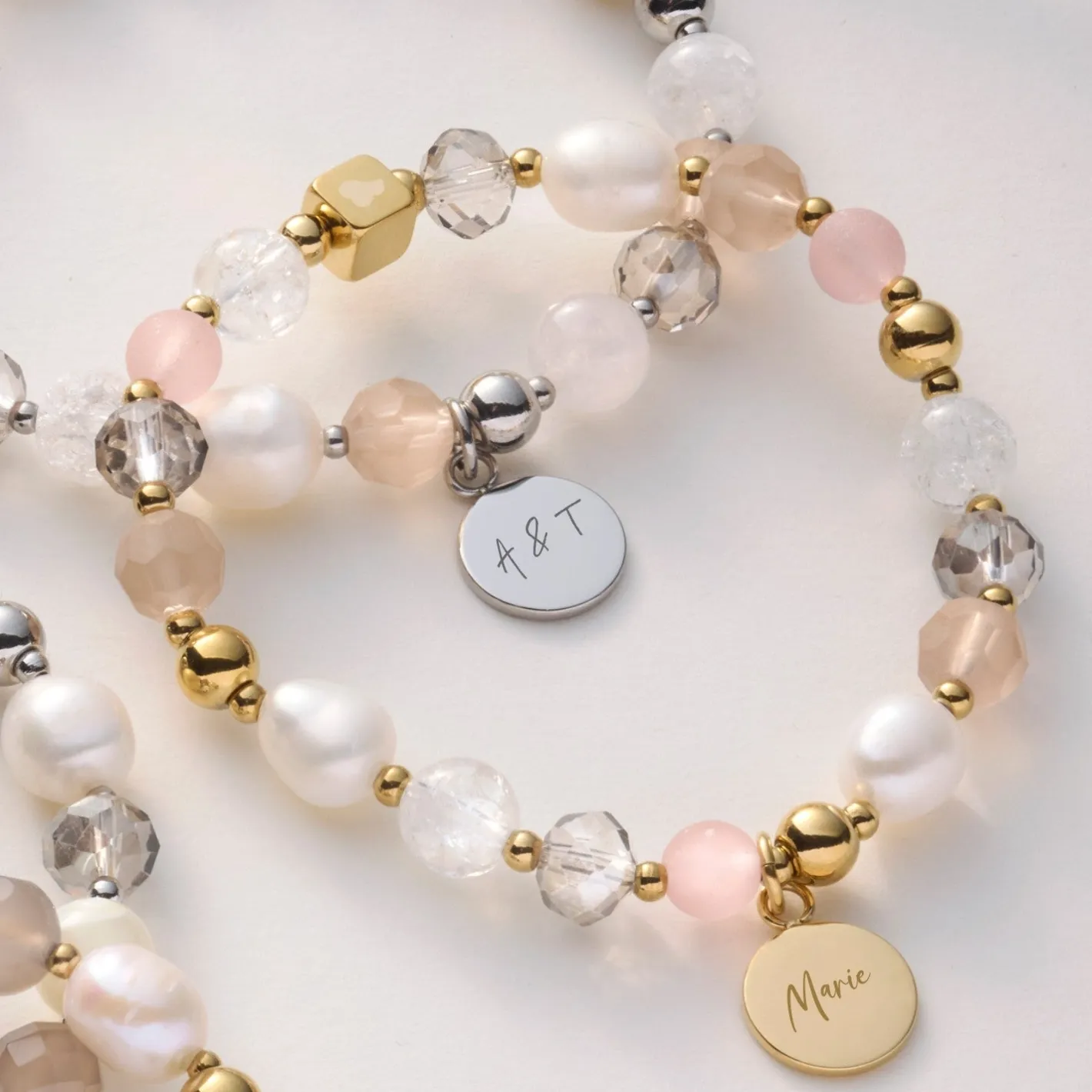 Armband HOPE gold/rose mit persönlicher Gravur*LEONARDO Best