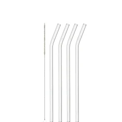 Glastrinkhalme CIAO 23 cm geknickt 4er-Set + Reinigungsbürste*LEONARDO Discount