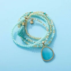 Halskette DONNA 80 cm türkis Sommer*LEONARDO Discount