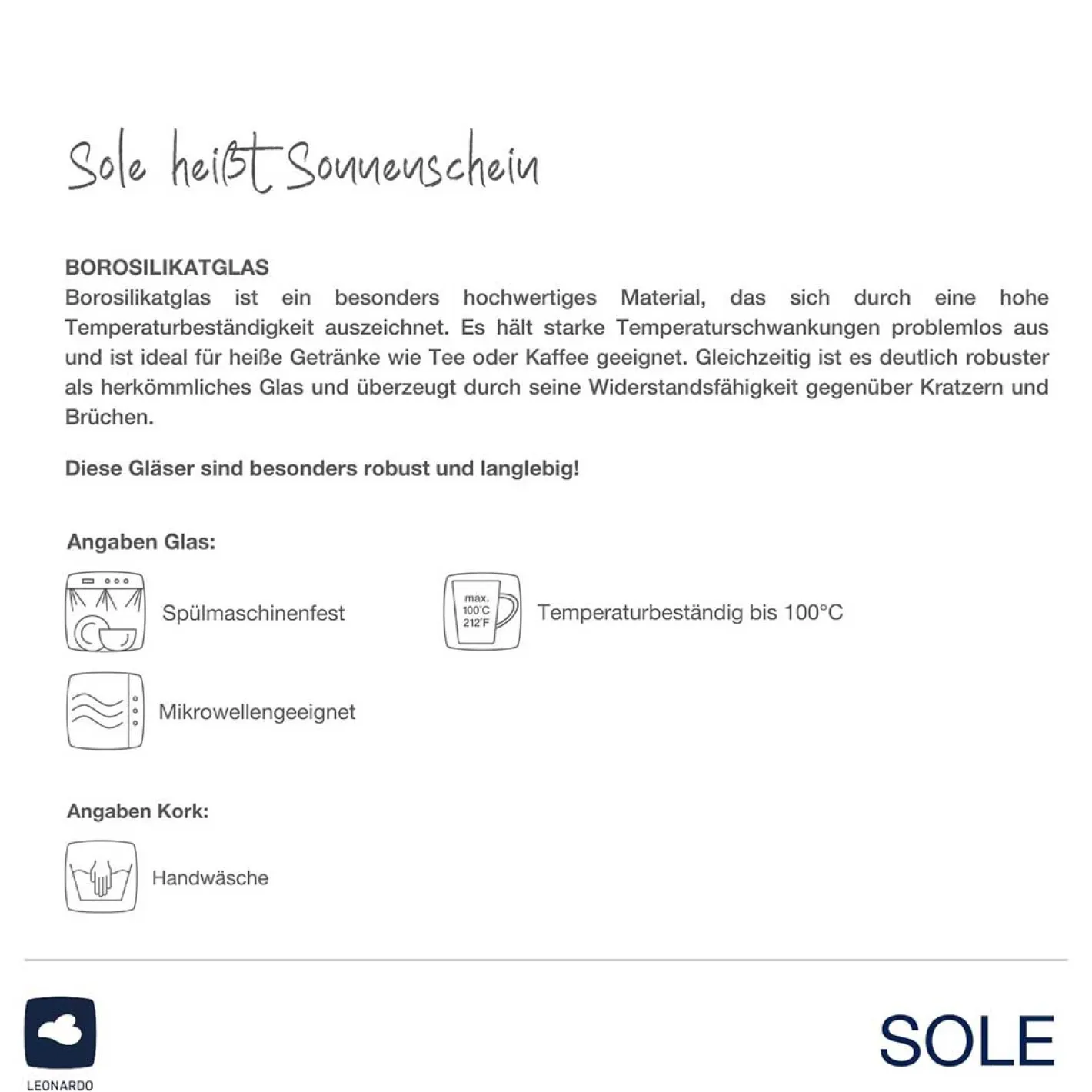 Karaffe SOLE 0,9 l mit Korkstopfen*LEONARDO Hot