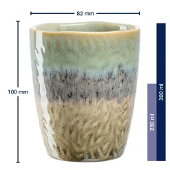 Keramikbecher MATERA 300 ml grün/anthrazit/beige 4er-Set*LEONARDO Online