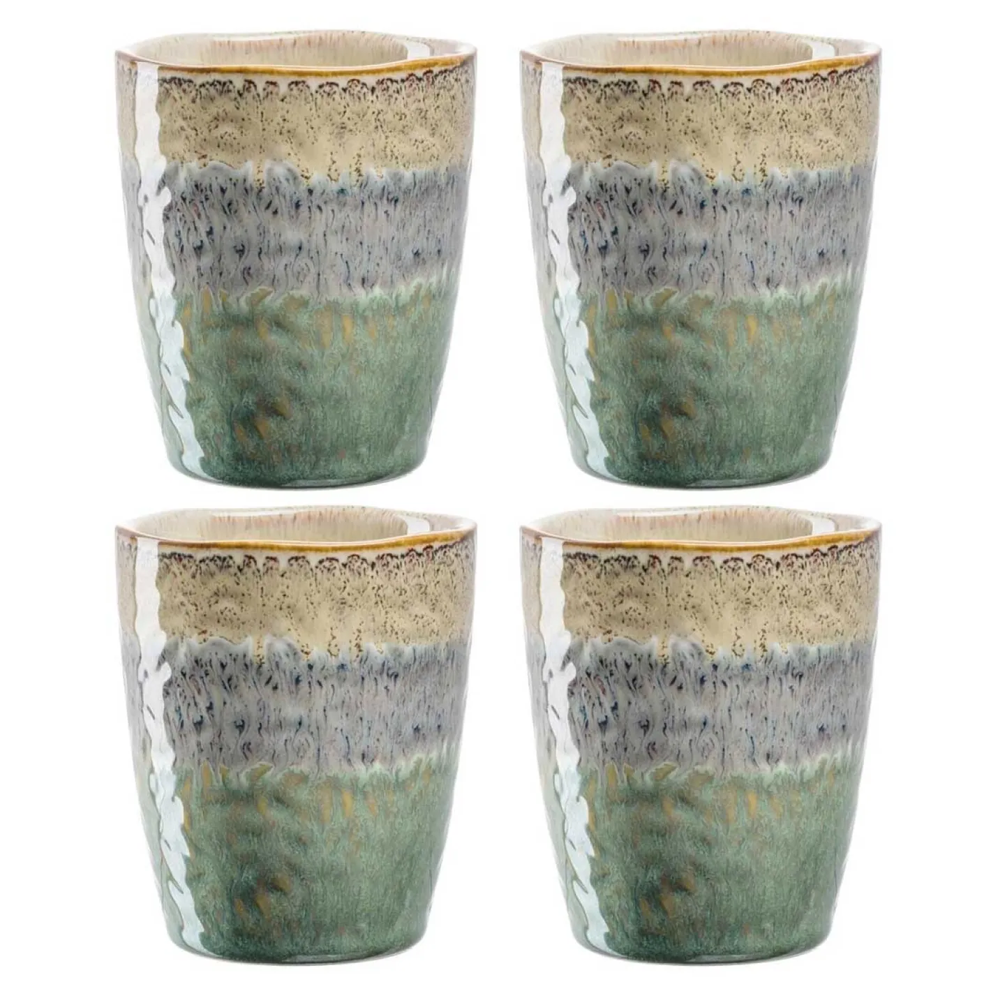 Keramikbecher MATERA 300 ml beige/anthrazit/grün 4er-Set*LEONARDO Clearance