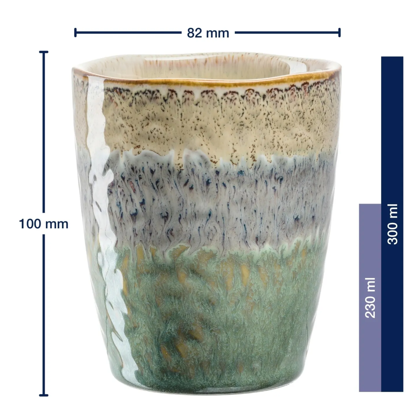 Keramikbecher MATERA 300 ml beige/anthrazit/grün 4er-Set*LEONARDO Clearance