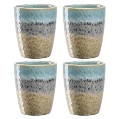 Keramikbecher MATERA 300ml blau/anthrazit/beige 4er-Set*LEONARDO Clearance