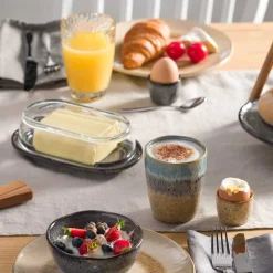 Keramikbecher MATERA 300ml blau/anthrazit/beige 4er-Set*LEONARDO Clearance