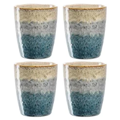 Keramikbecher MATERA 300ml beige/anthrazit/blau 4er-Set*LEONARDO Outlet