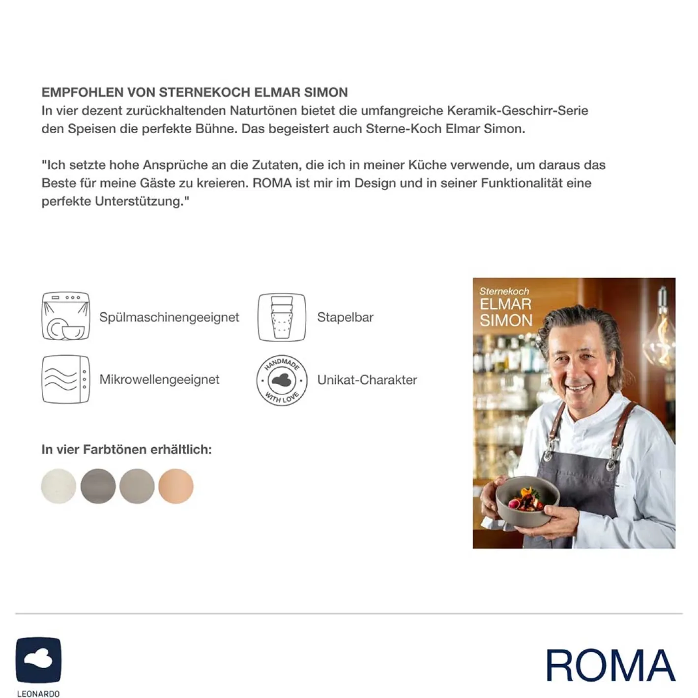 Keramikschale ROMA 16 cm creme 6er-Set*LEONARDO Sale