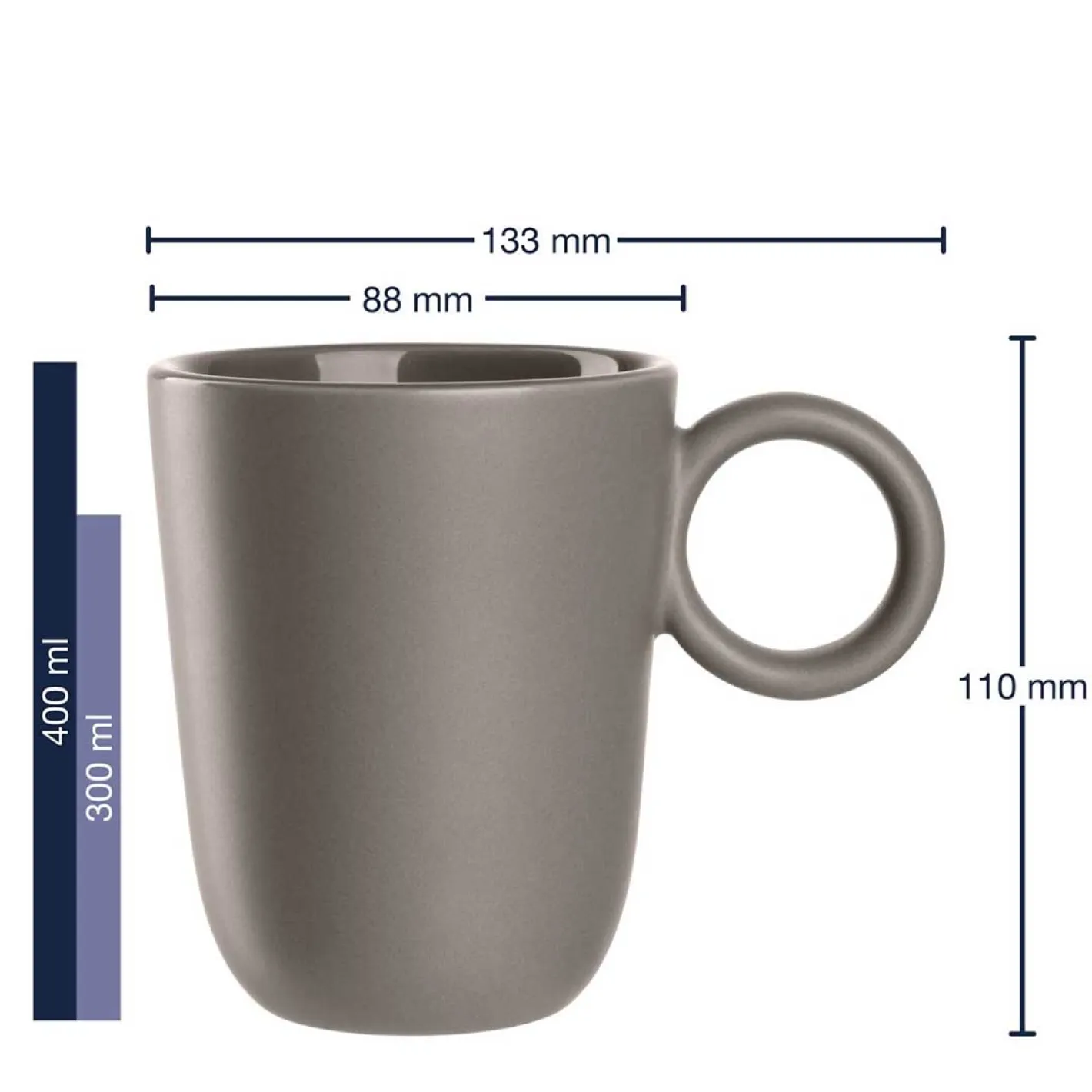 Keramiktasse ROMA 400 ml taupe 6er-Set*LEONARDO Discount