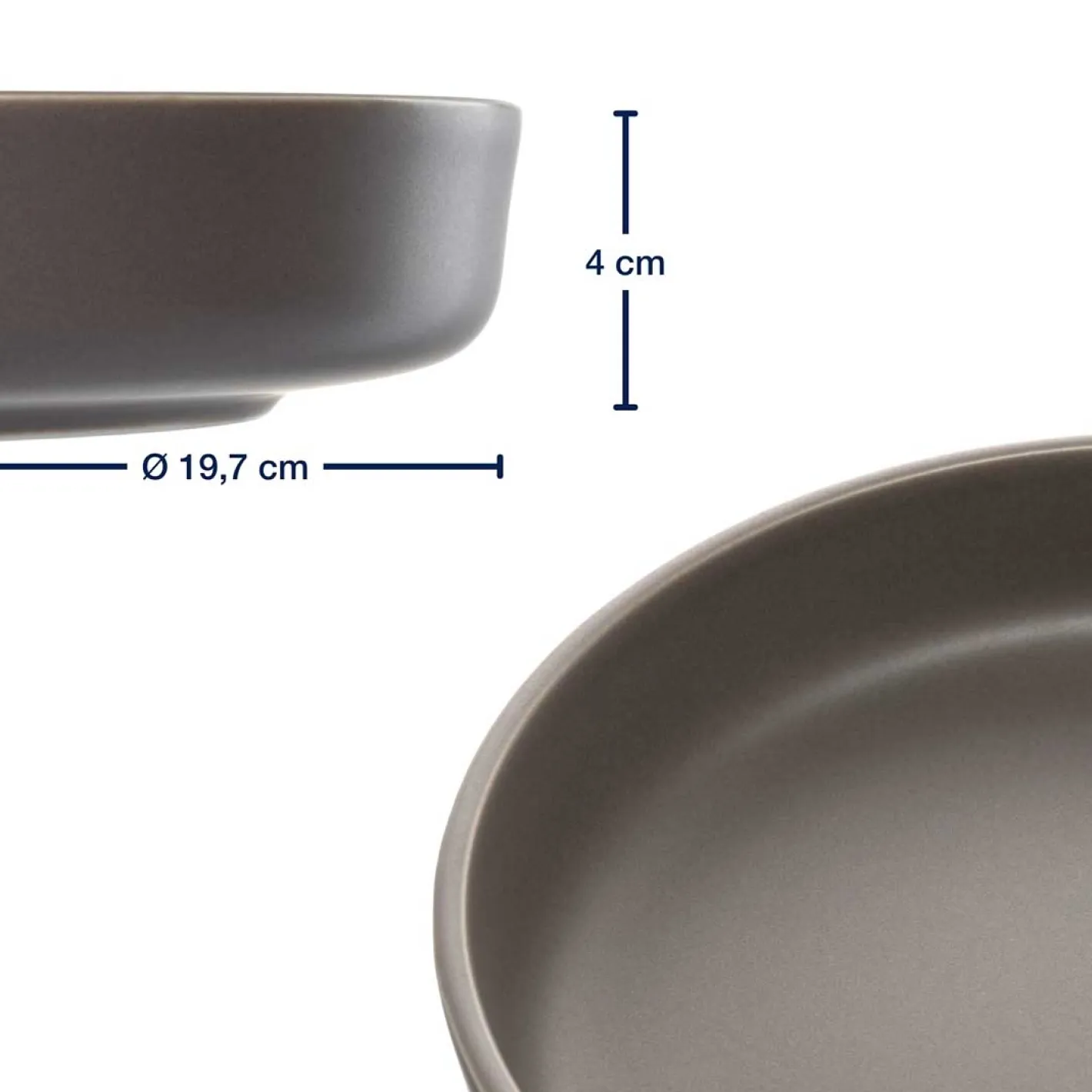 Keramikteller ROMA 20 cm taupe tief 6er-Set*LEONARDO Sale