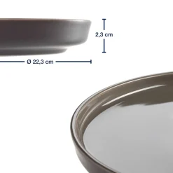 Keramikteller ROMA 22 cm taupe 6er-Set*LEONARDO Discount