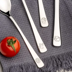 Kinderbesteck BAMBINI 4-teilig silber Krokodil, Elefant, Löwe*LEONARDO Hot