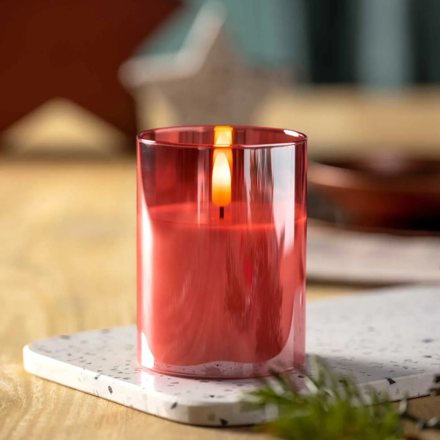 LED Kerze rot 10x8cm AUTENTICO*LEONARDO Best