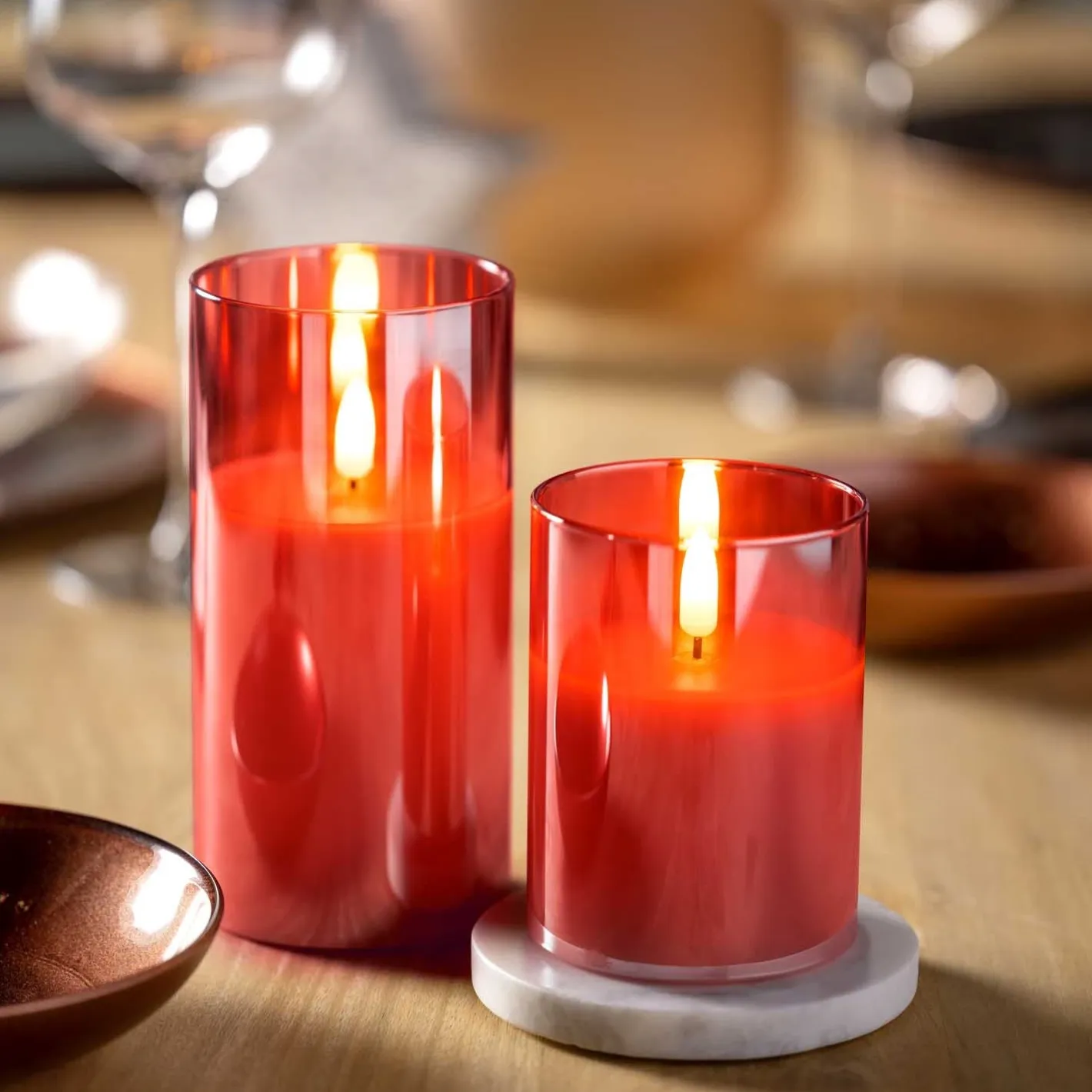 LED Kerze rot 10x8cm AUTENTICO*LEONARDO Best