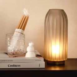 LED Lampe SILENZIO 28 cm grau satiniert*LEONARDO