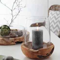 Schale TERRA 39 cm mit Teaksockel*LEONARDO