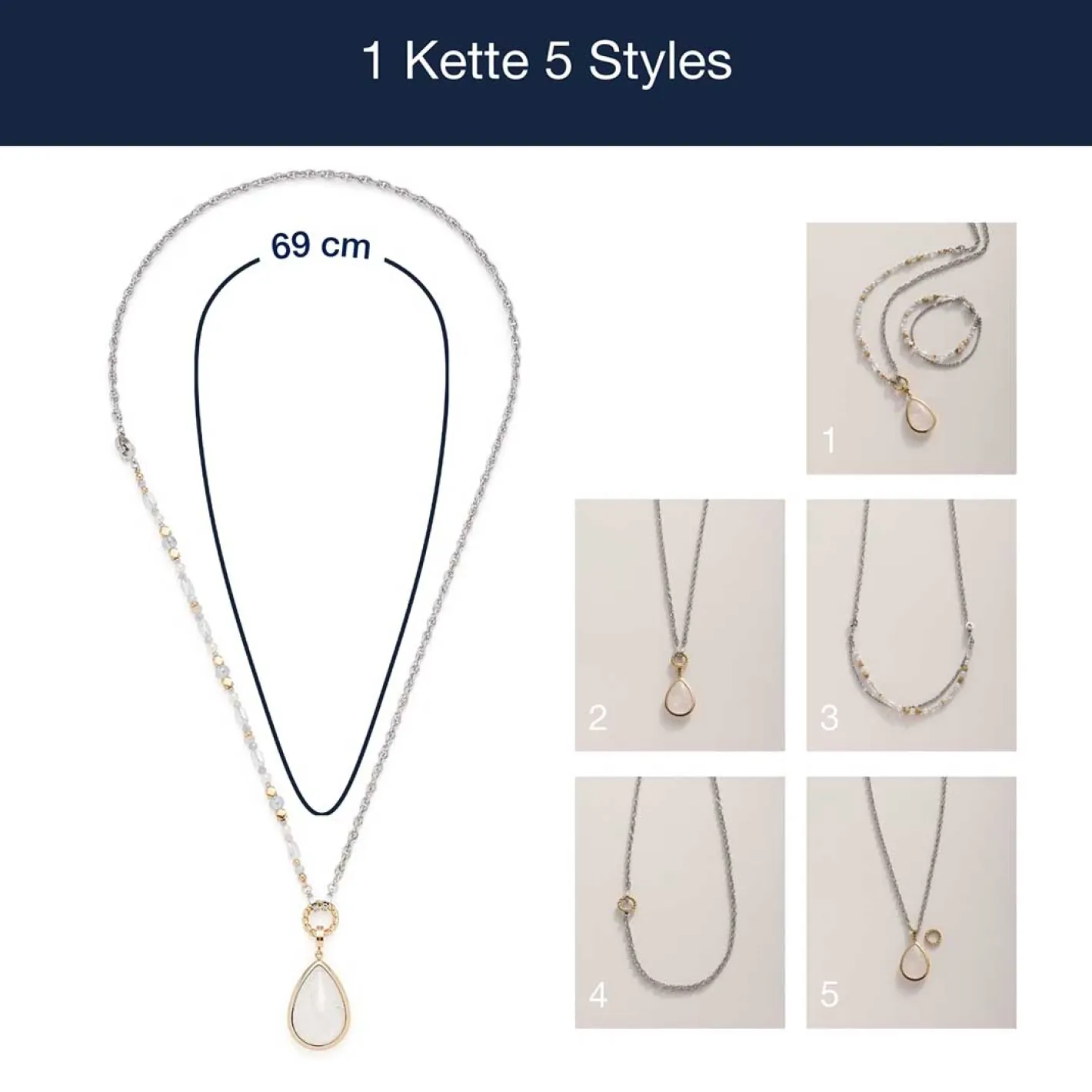 Set Halskette ESTHER 69 cm Clip & Mix*LEONARDO Hot