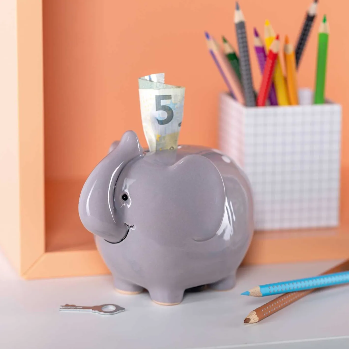 Spardose BAMBINI 12 cm grau Elefant*LEONARDO Hot