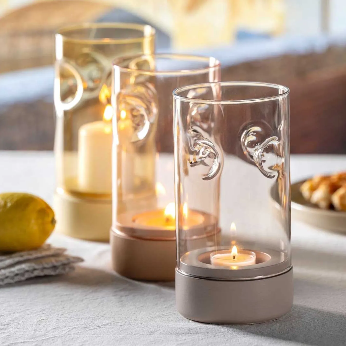 Tischlicht auf Sockel SOLE 19 cm apricot*LEONARDO Clearance