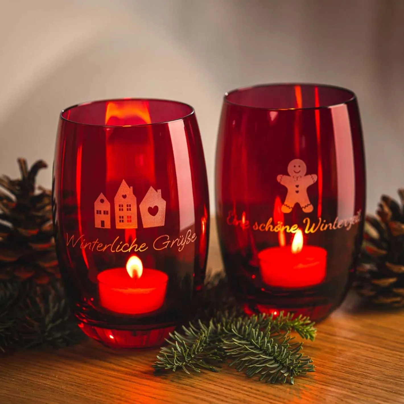 Tischlicht CHEERS 12,5 cm rot mit persönlicher Gravur*LEONARDO Online