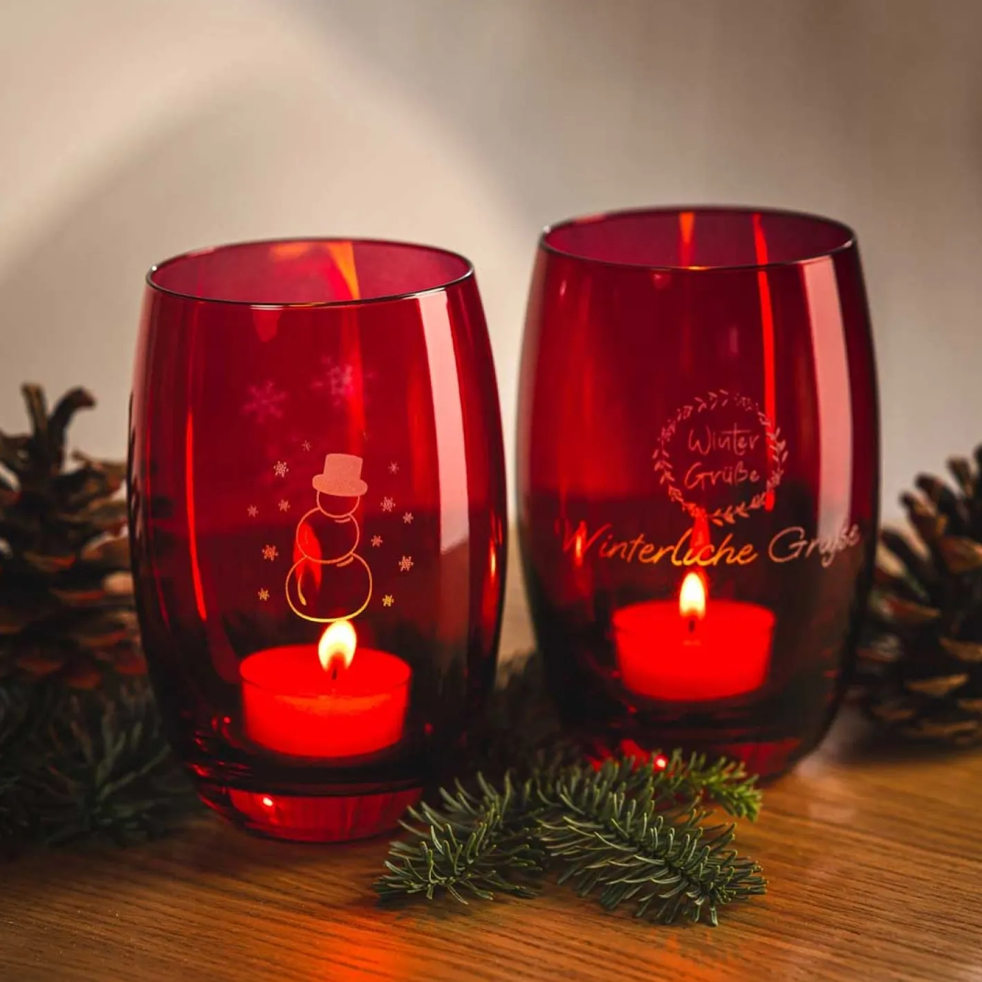 Tischlicht CHEERS 12,5 cm rot mit persönlicher Gravur*LEONARDO Online