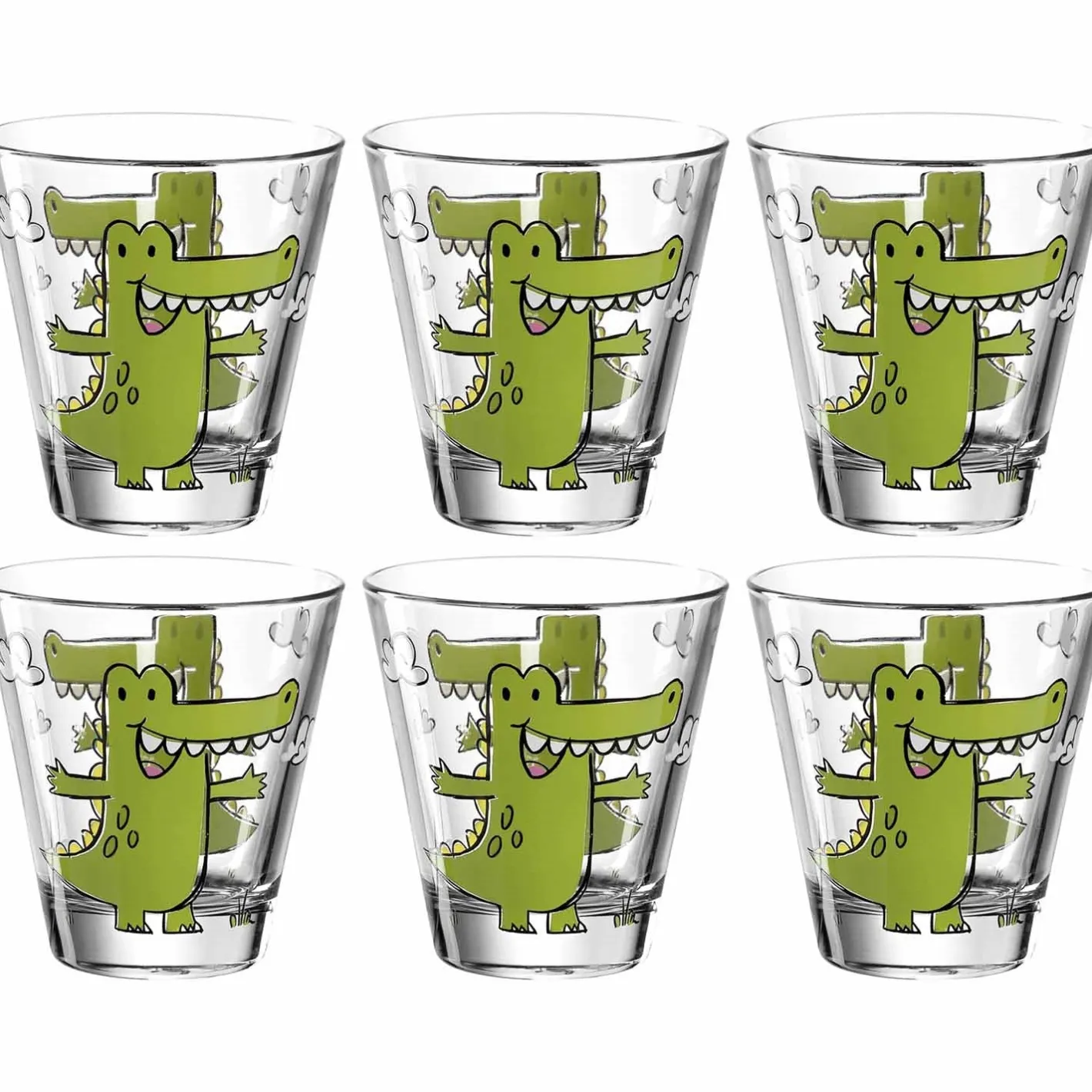 Trinkglas BAMBINI 215 ml Krokodil 6er-Set*LEONARDO