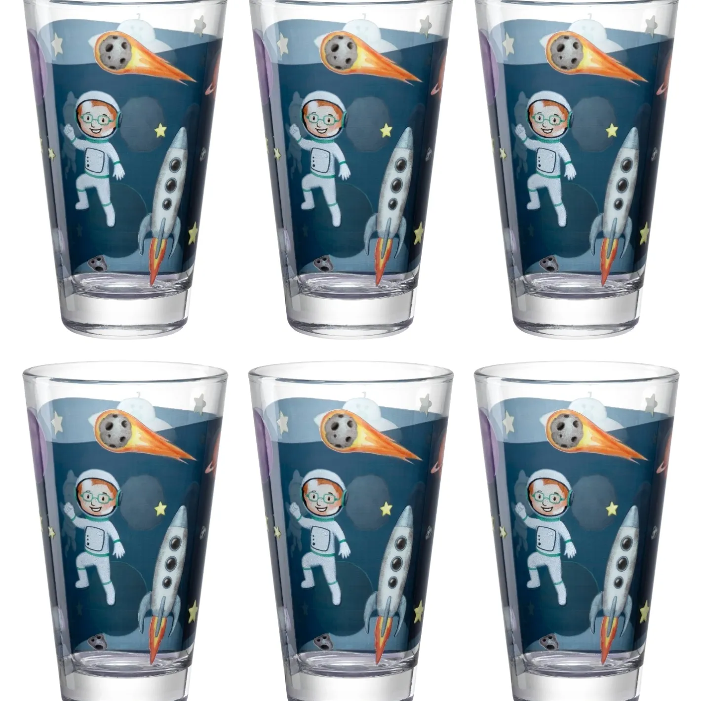 Trinkglas BAMBINI AVVENTURA 300 ml Weltall 6er-Set*LEONARDO Hot