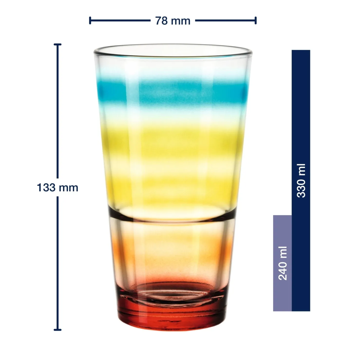 Trinkglas EVENT 330 ml bunt gestreift 6er-Set*LEONARDO Online