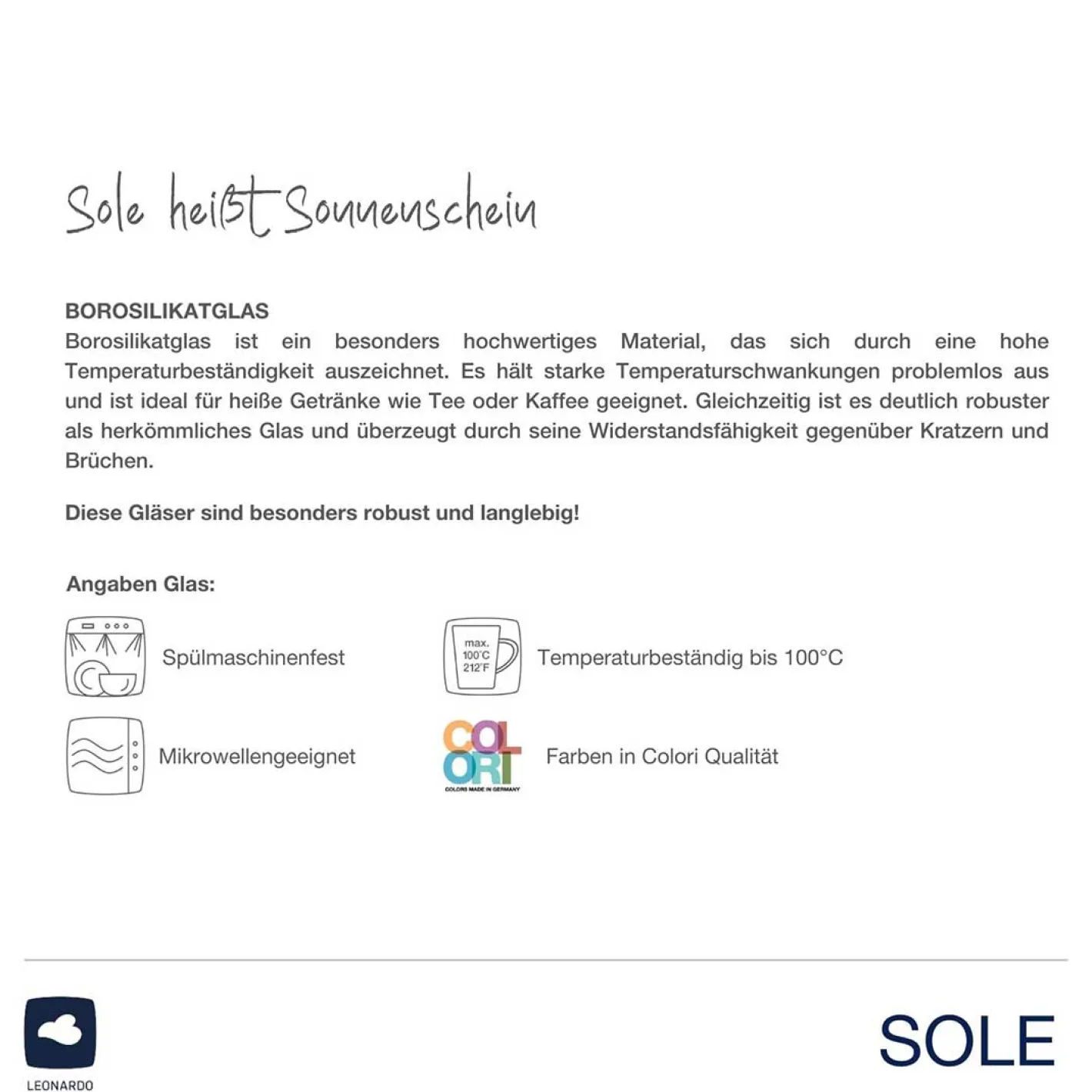 Trinkglas SOLE 440 ml blau 2er-Set*LEONARDO New