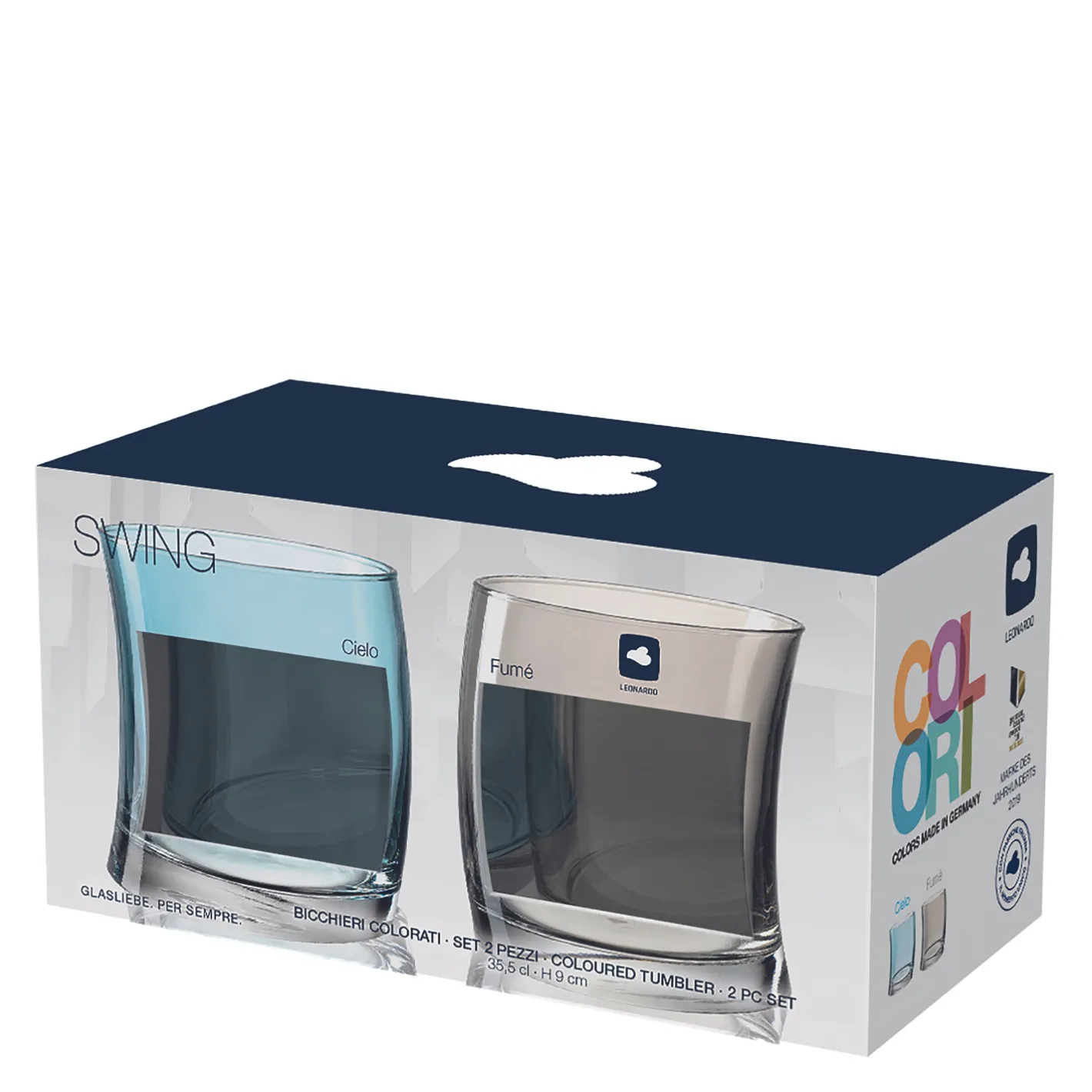Trinkglas SWING 355ml grau/hellblau 2er-Set*LEONARDO Hot