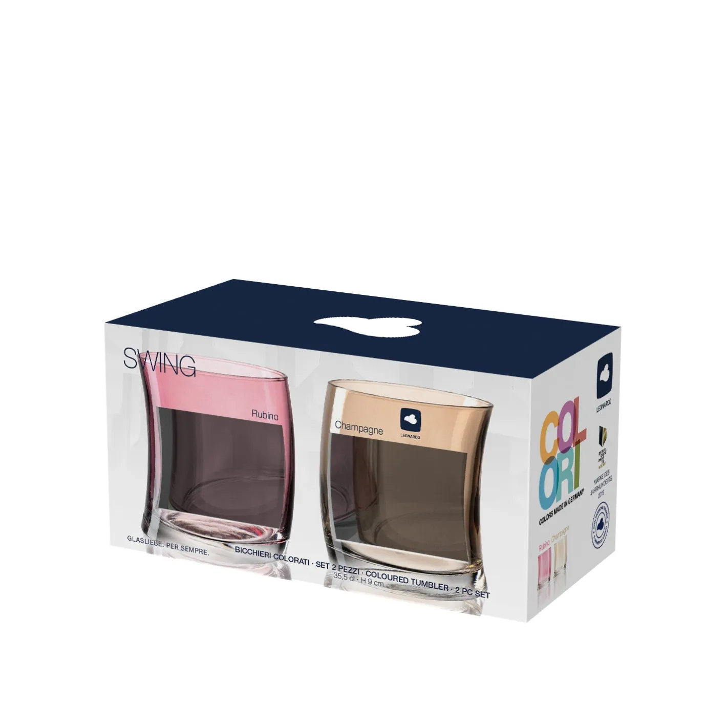 Trinkglas SWING 355ml rot/champagner 2er-Set*LEONARDO