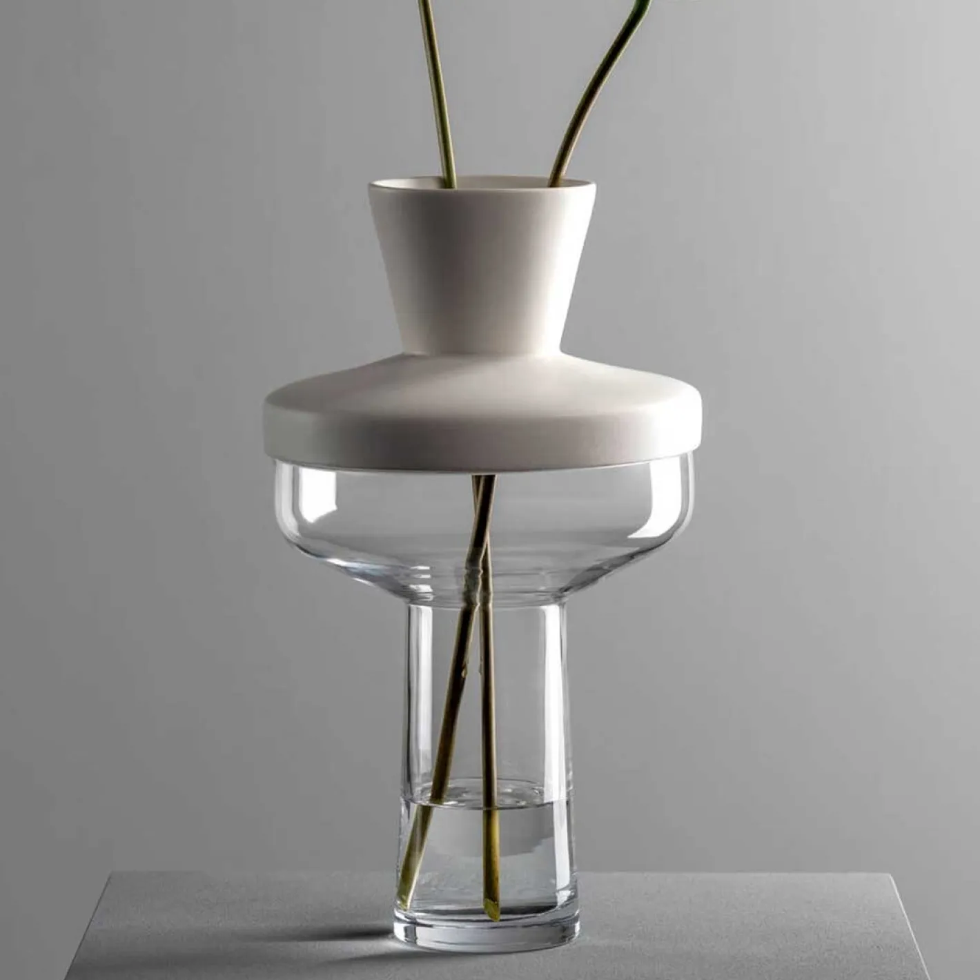 Vase RIVA mit Aufsatz 36 cm weiß*LEONARDO New