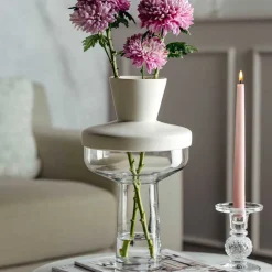 Vase RIVA mit Aufsatz 36 cm weiß*LEONARDO New