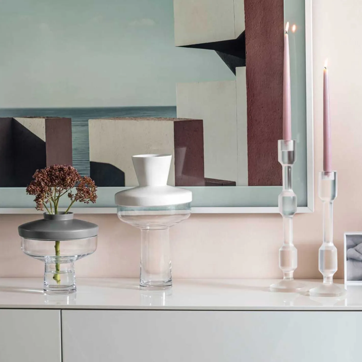 Vase RIVA mit Aufsatz 36 cm weiß*LEONARDO New