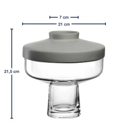 Vase RIVA mit Aufsatz 22 cm grau*LEONARDO Sale