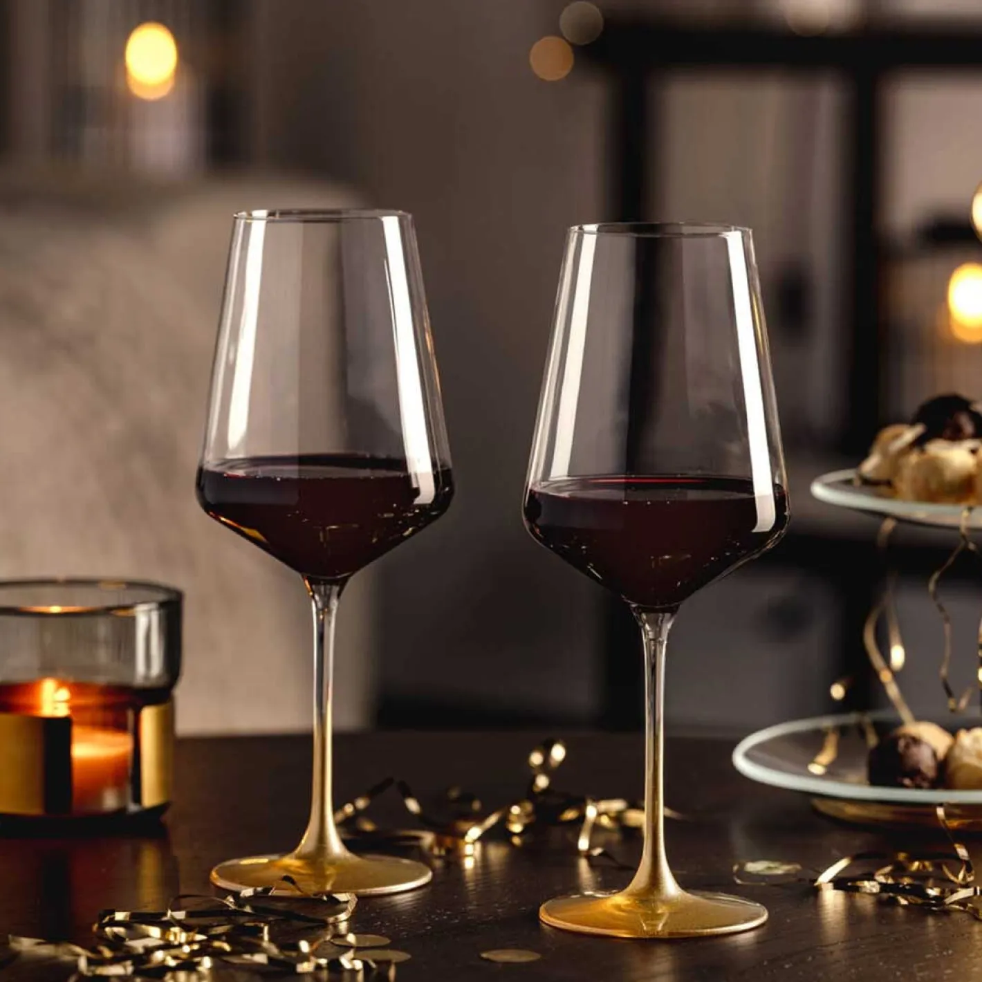 Weinglas PUCCINI 560 ml gold 2er-Set*LEONARDO Discount