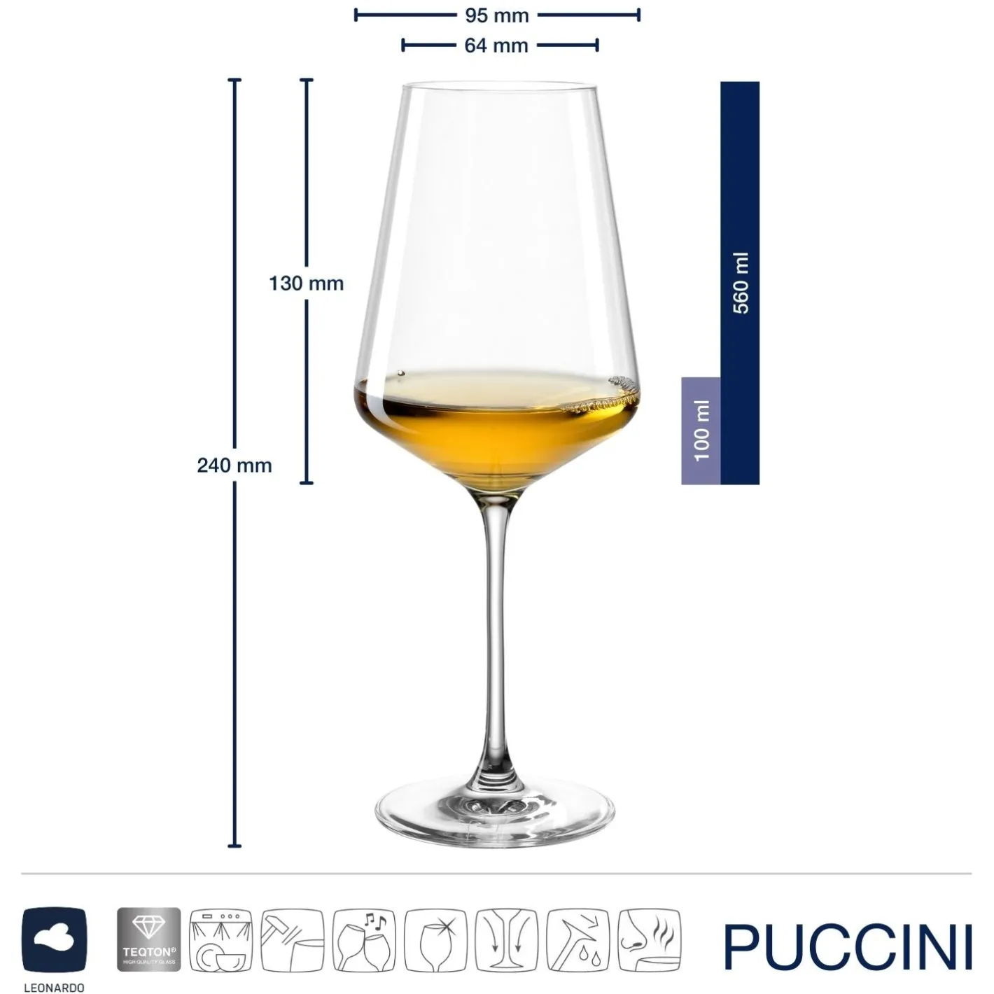 Weißweinglas PUCCINI 560 ml 6er-Set + Poliertuch*LEONARDO Outlet