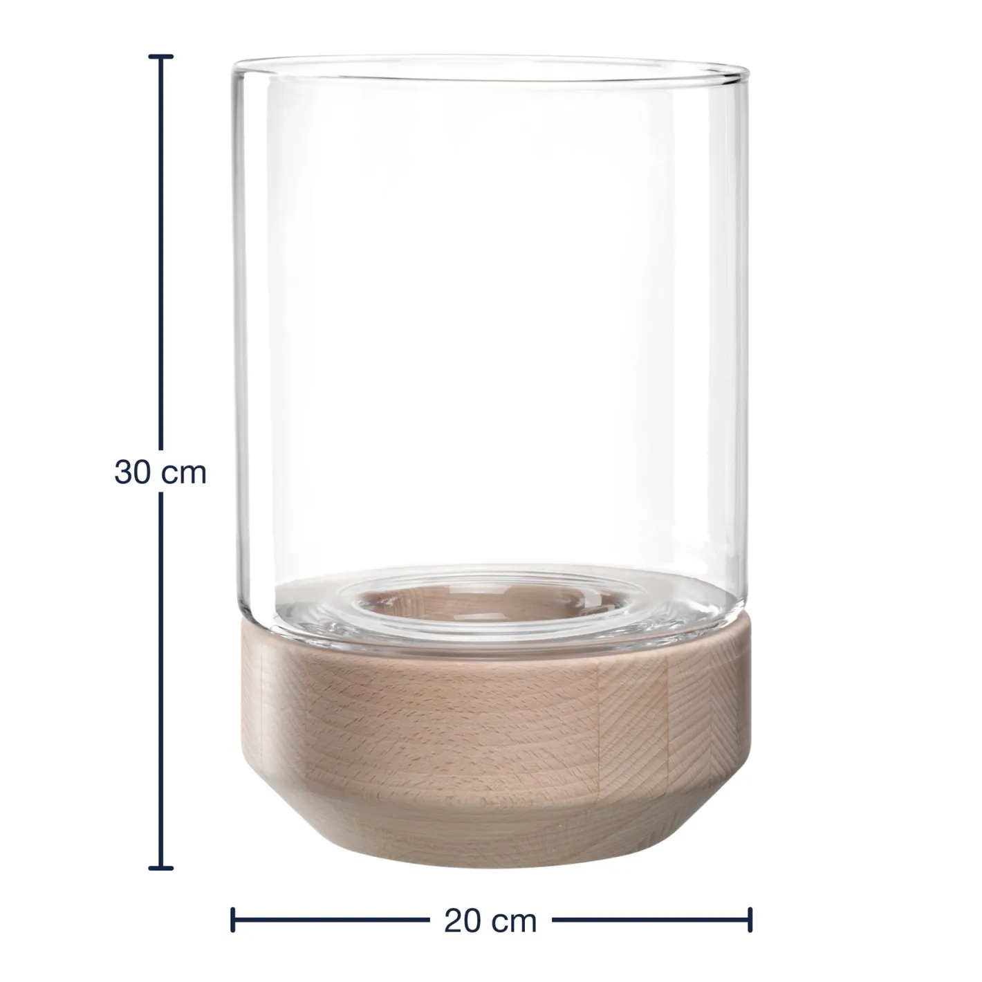 Windlicht auf Holzsockel LEGNO 30 cm*LEONARDO Hot
