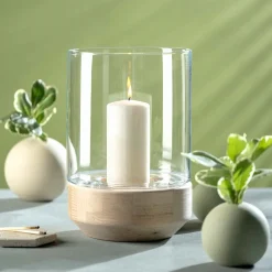 Windlicht auf Holzsockel LEGNO 30 cm*LEONARDO Hot