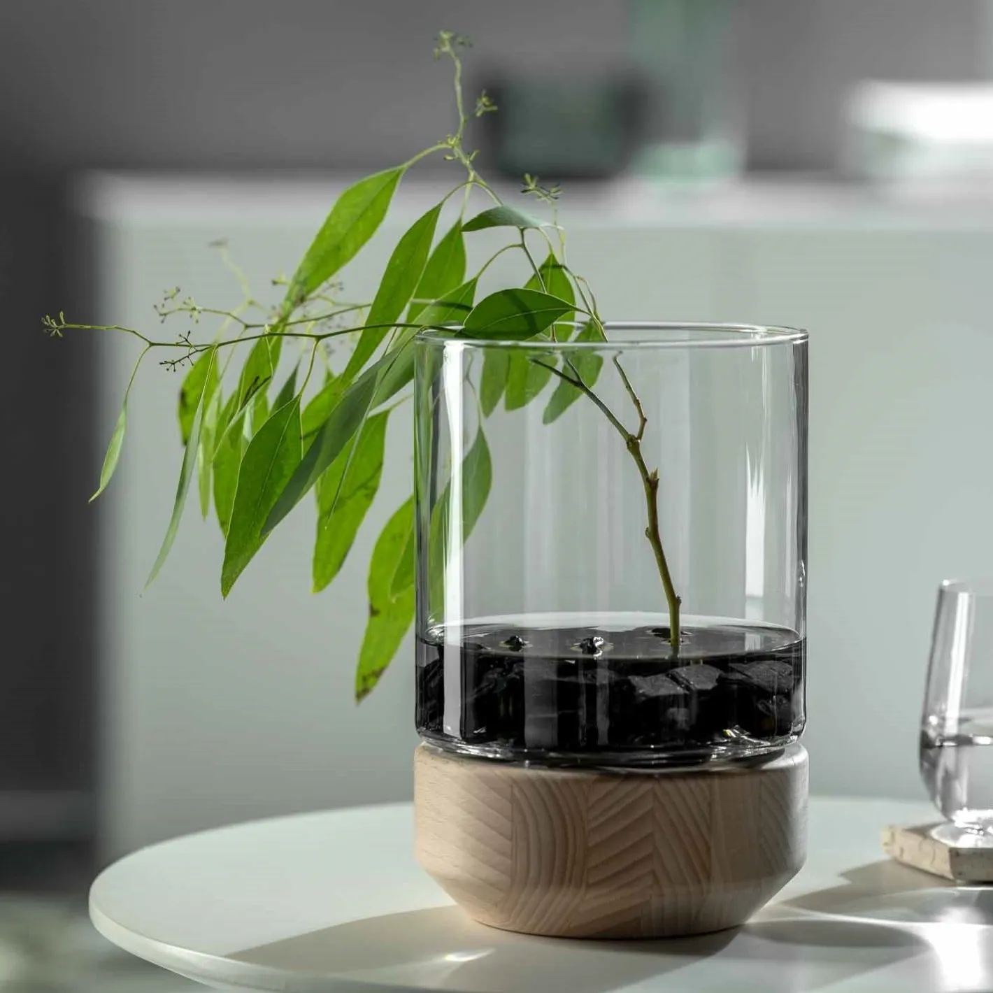 Windlicht auf Holzsockel LEGNO 30 cm*LEONARDO Hot