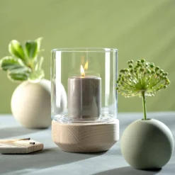 Windlicht auf Holzsockel LEGNO 21 cm*LEONARDO Hot