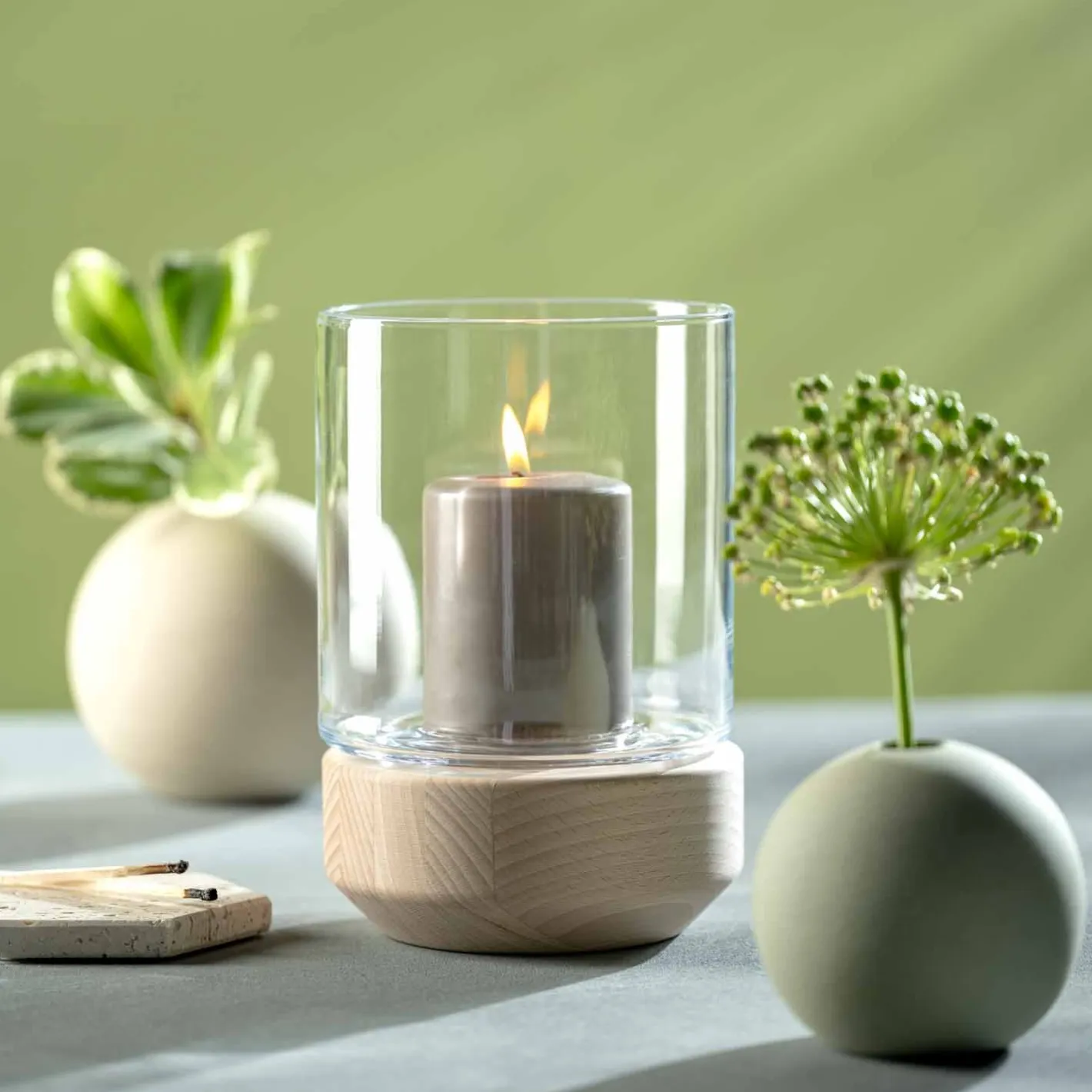 Windlicht auf Holzsockel LEGNO 21 cm*LEONARDO Hot