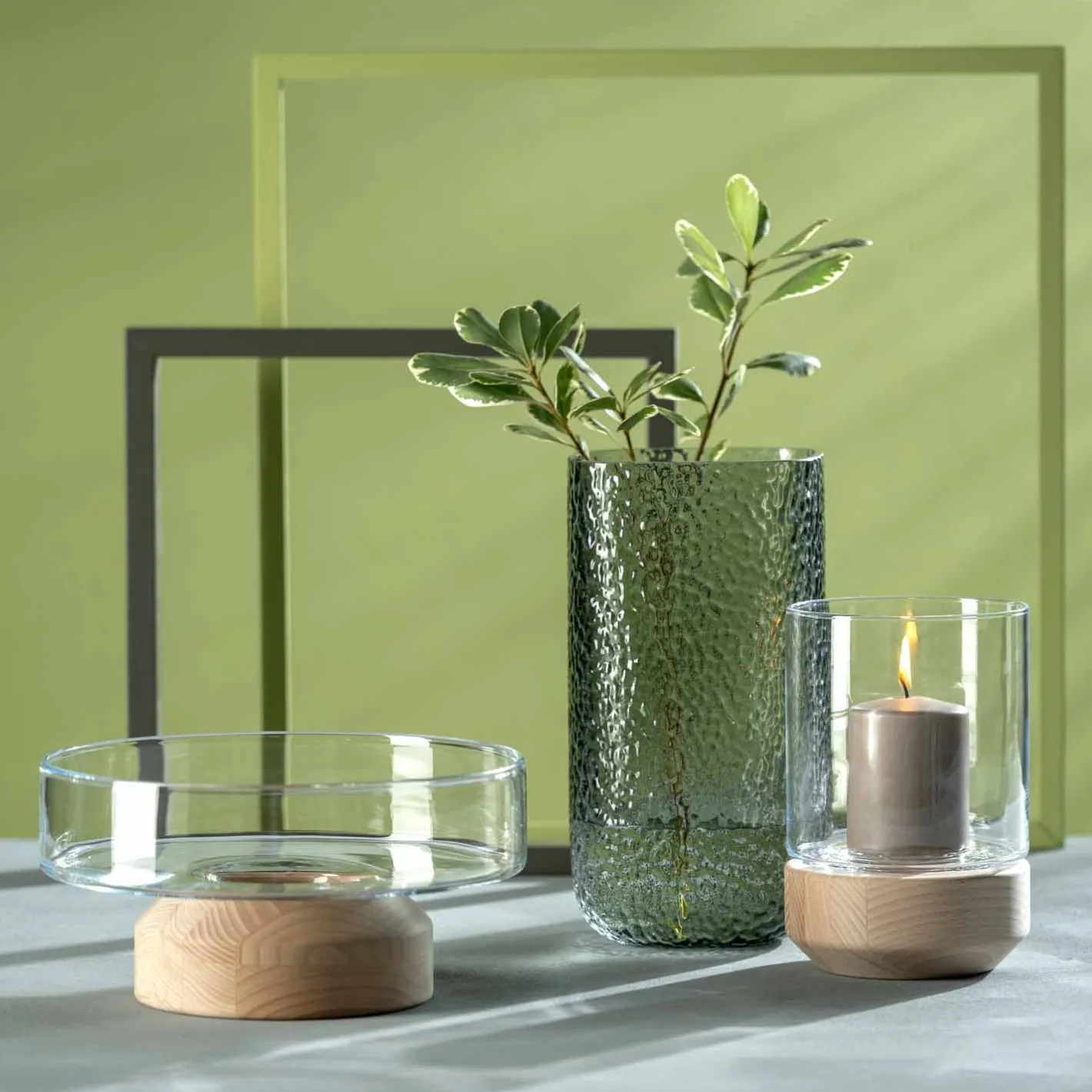 Windlicht auf Holzsockel LEGNO 21 cm*LEONARDO Hot