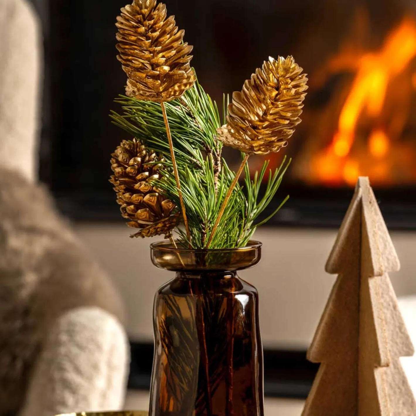 Zapfenzweig 61 cm gold CAPANNA*LEONARDO New